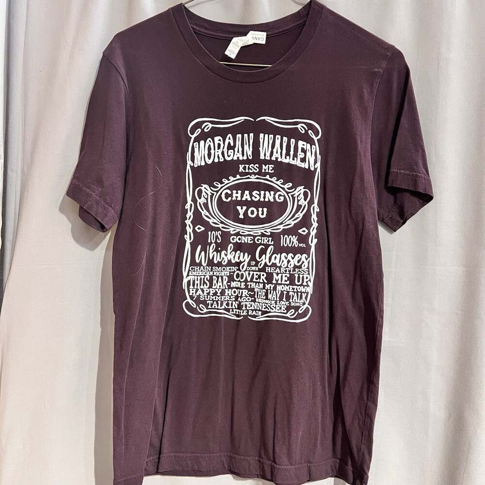Morgan Wallen and his song "Whiskey Glasses" T-Shirt Size Medium BR2272
